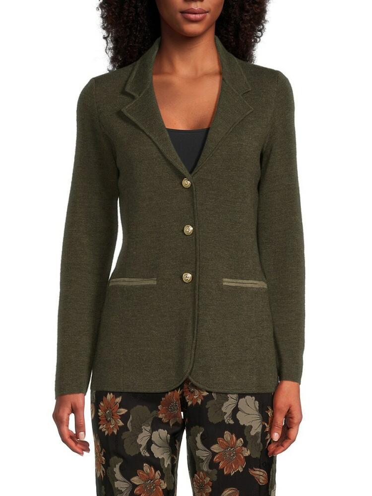 Bruno Magli Women's Cashmere Knit Blazer - Olive Cover