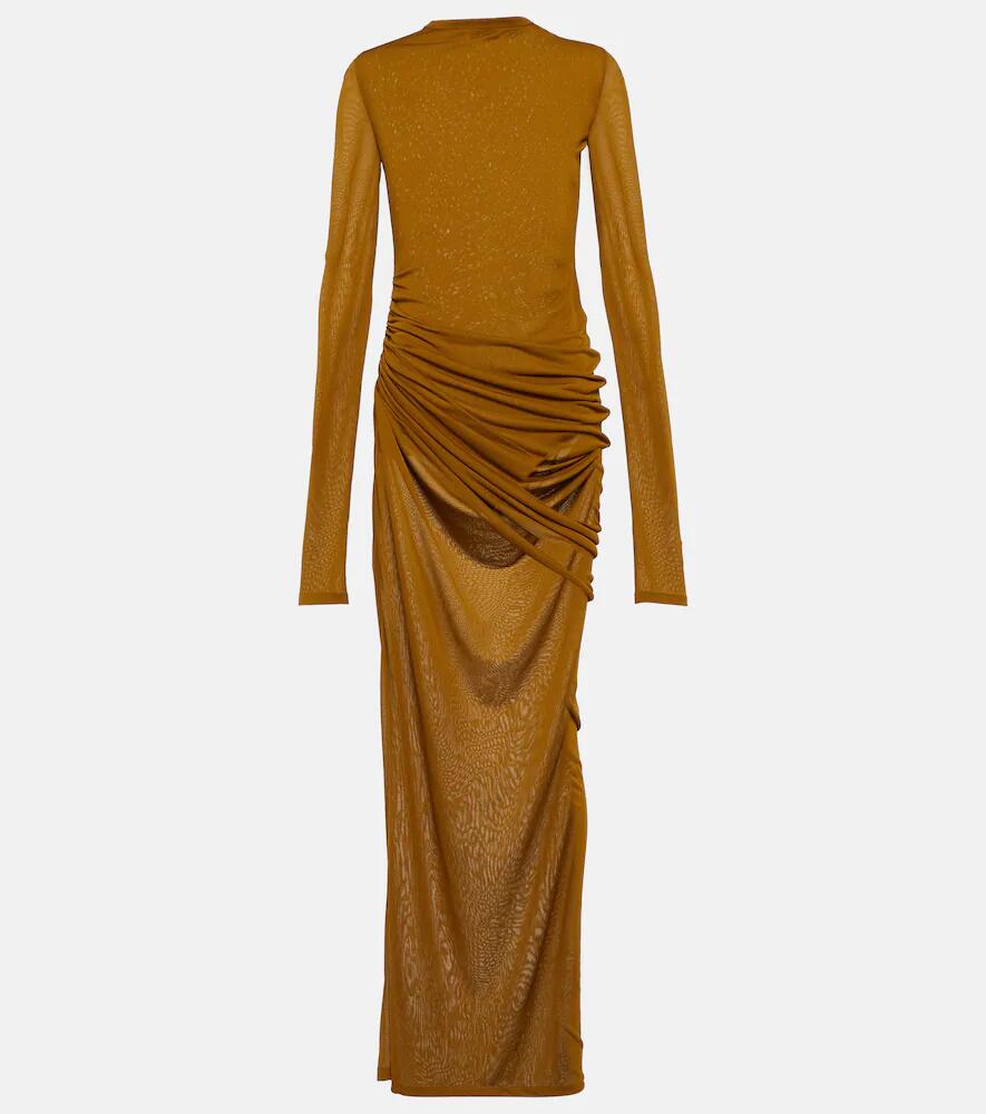 Saint Laurent Ruched jersey voile maxi dress Cover