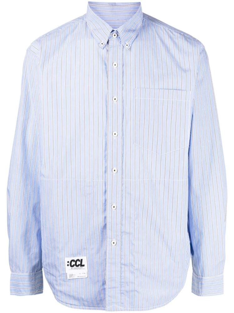 CHOCOOLATE striped button-down shirt - Blue Cover