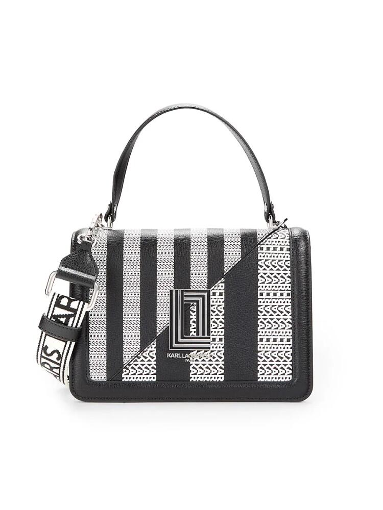 Karl Lagerfeld Paris Women's Simone Monochrome Satchel - Black White Cover