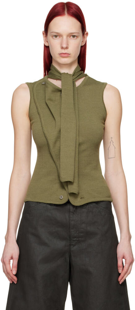 LEMAIRE Green Asymmetrical Cardigan Cover