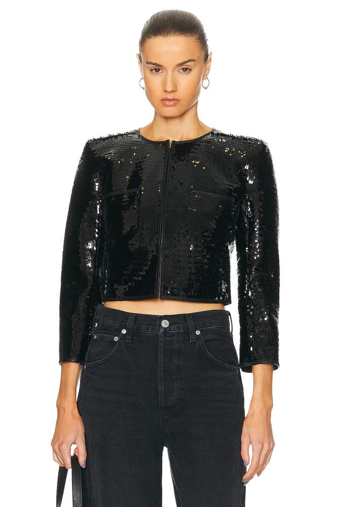 R13 Square Shoulder Sequin Jacket in Black Cover