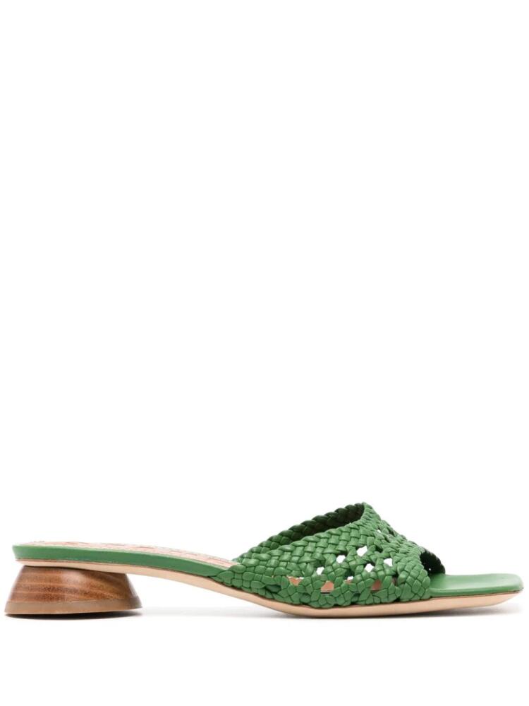 STAUD Simone 35mm crochet leather sandals - Green Cover