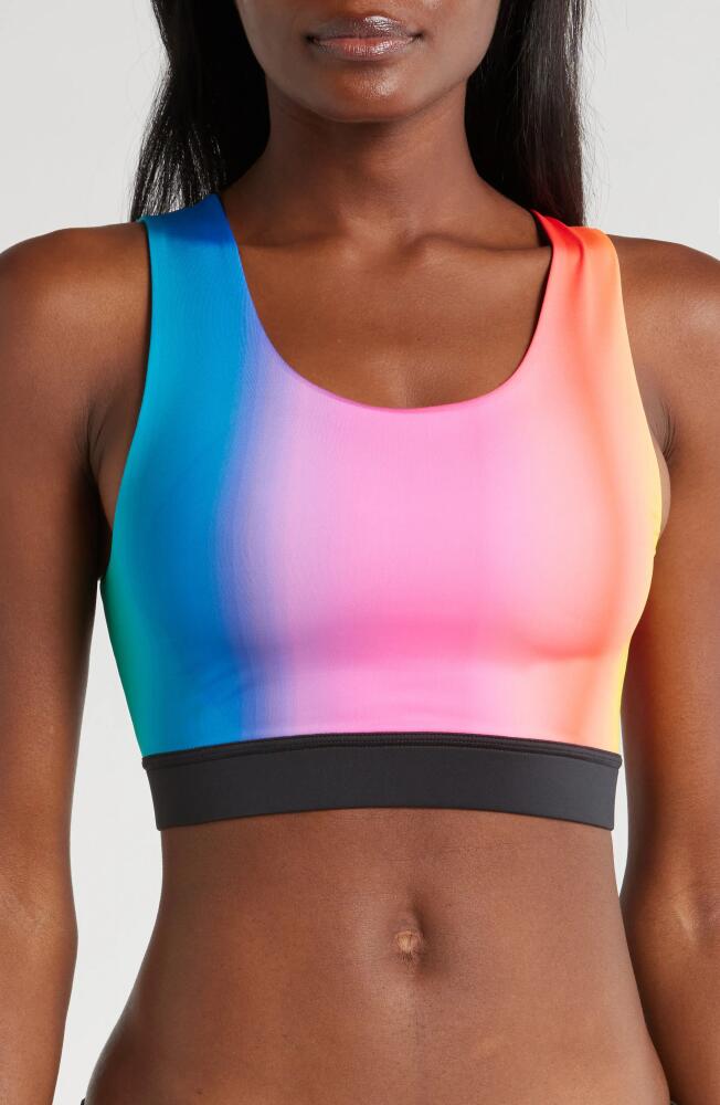 TomboyX Reversible Sport Bikini Top in Melting Rainbow Cover