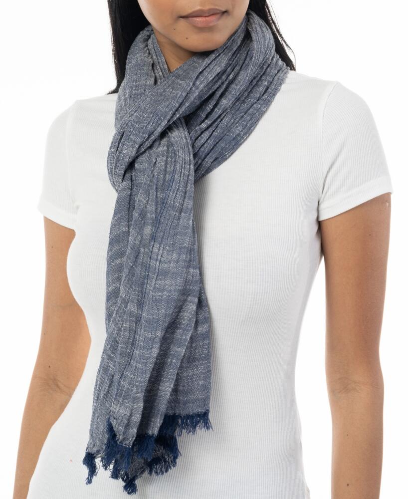 Style & Co Women's Textured Linen-Look Scarf, Created for Macy's - Navy Cover