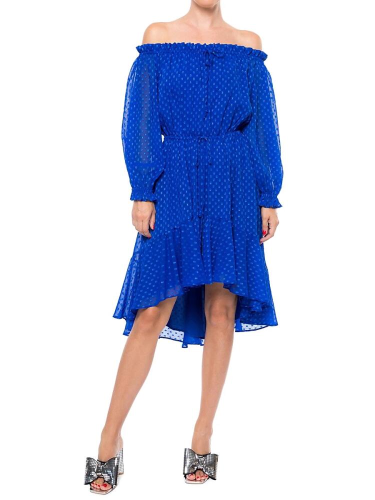 MEGHAN LA Women's Keiko Swiss Dot Peasant Dress - Royal Cover