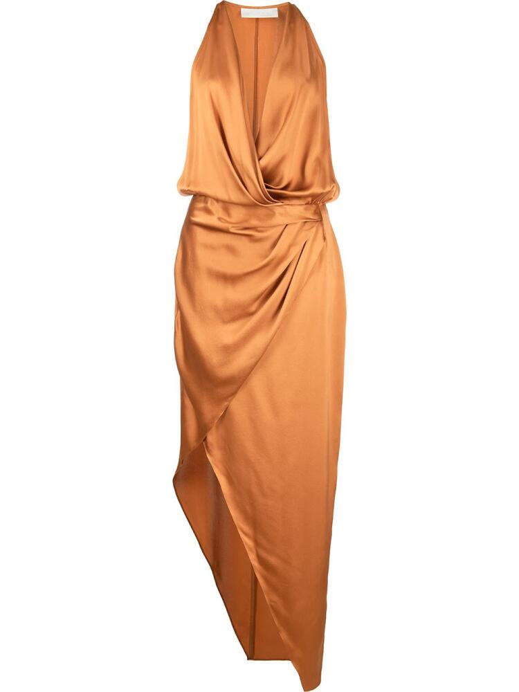 Michelle Mason asymmetric halterneck silk dress - Orange Cover