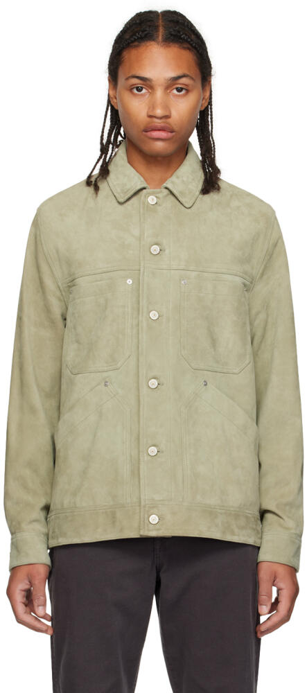 PS by Paul Smith Green Button Leather Jacket Cover