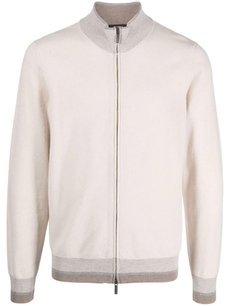 Peserico contrast-trim zip-up cardigan - Neutrals Cover