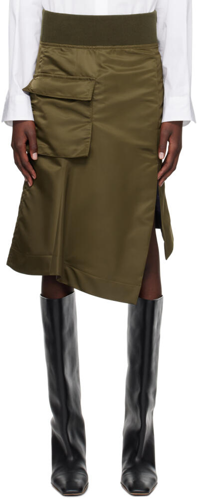 sacai Khaki Asymmetrical Hem Miniskirt Cover