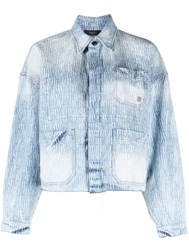 AMIRI logo-jacquard washed denim jacket - Blue Cover