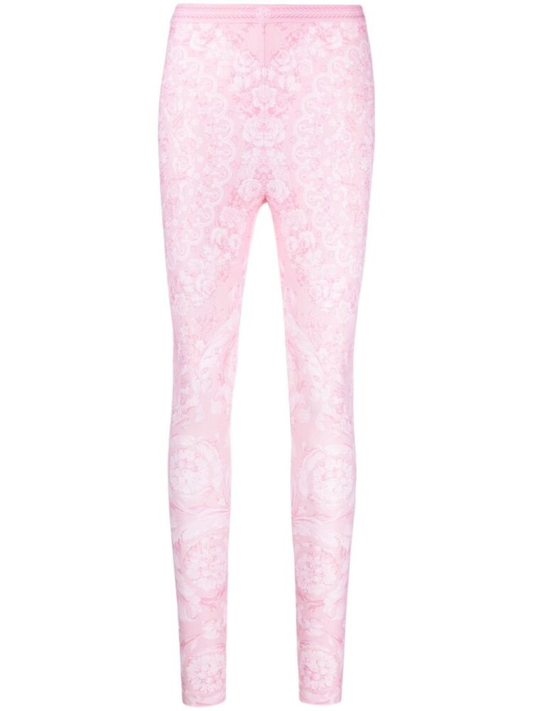 Versace Barocco-print jersey leggings - Pink Cover