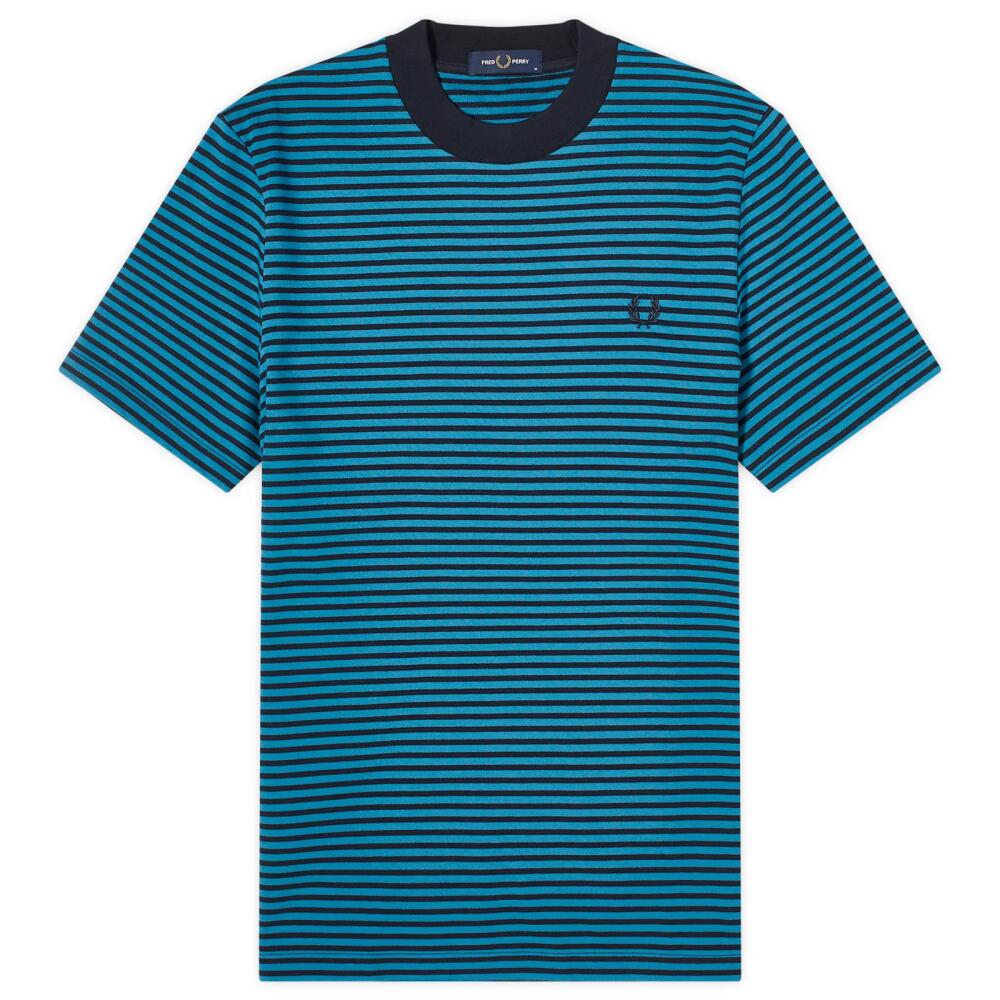 Fred Perry Men's Fine Stripe Heavyweight T-Shirt in Ocean/Navy Cover