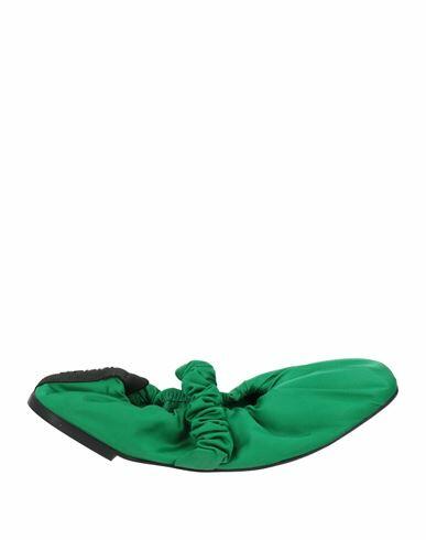 Ganni Woman Ballet flats Green Textile fibers Cover