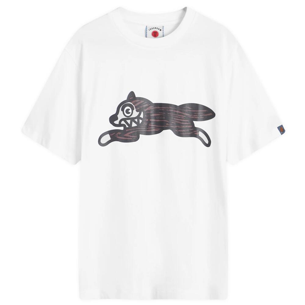 ICECREAM Men's Woodgrain Running Dog T-Shirt in White Cover