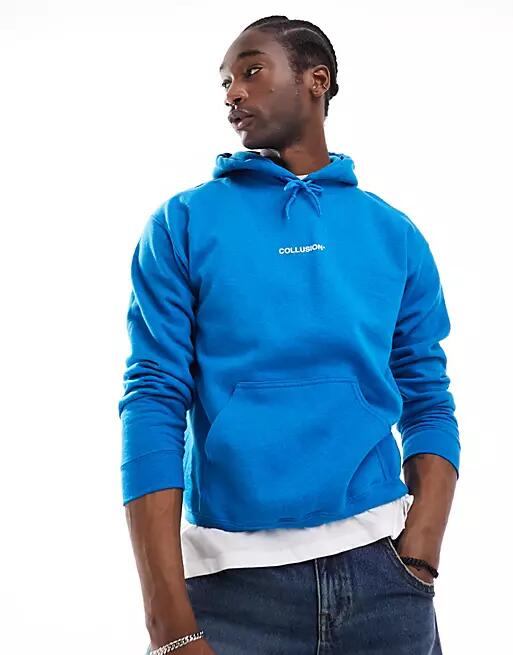 COLLUSION central logo hoodie in blue Cover