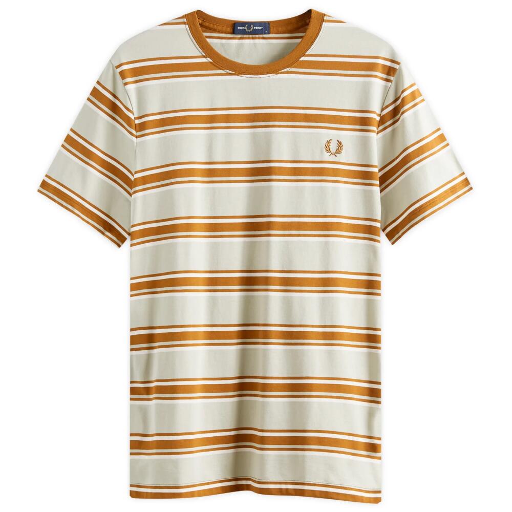 Fred Perry Men's Stripe T-Shirt in Silky Peach/Light Oyster/Dark Caramel Cover