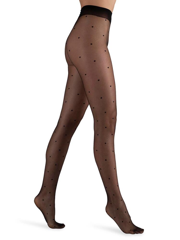 LECHERY Women's 1-Pack Polka Dot Tights - Black Cover