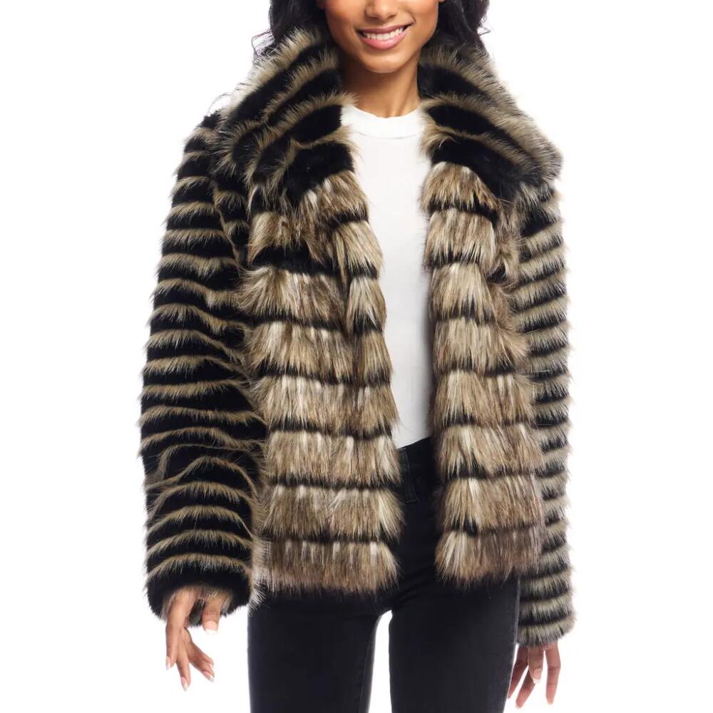 DONNA SALYERS FABULOUS FURS Front Row Faux Fur Jacket in Brown Multi Cover