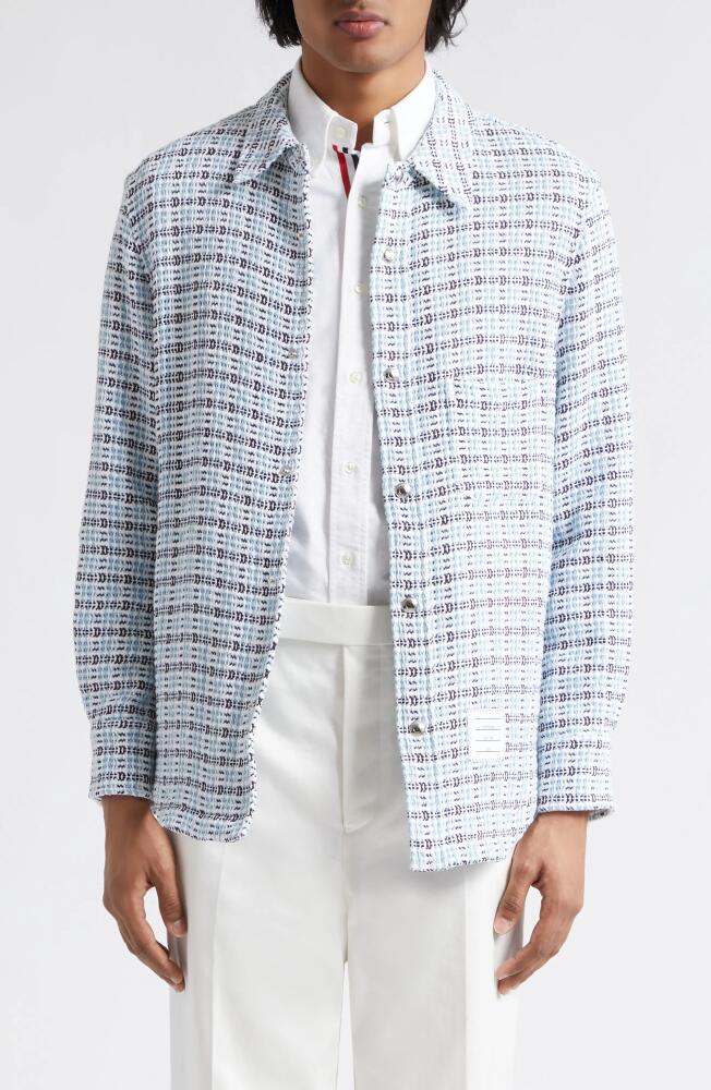 Thom Browne Cotton Tweed Shirt Jacket in Medium Blue Cover