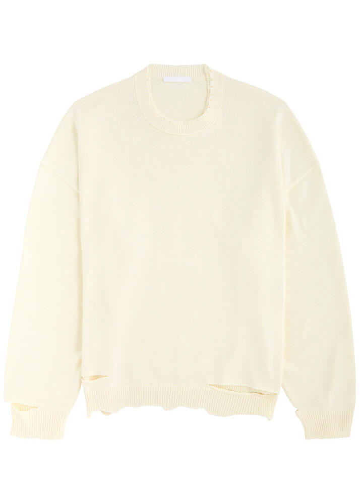 Helmut Lang Distressed Cotton-blend Jumper - Off White Cover