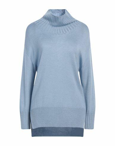 Alpha Studio Woman Turtleneck Sky blue Wool, Tencel Cover