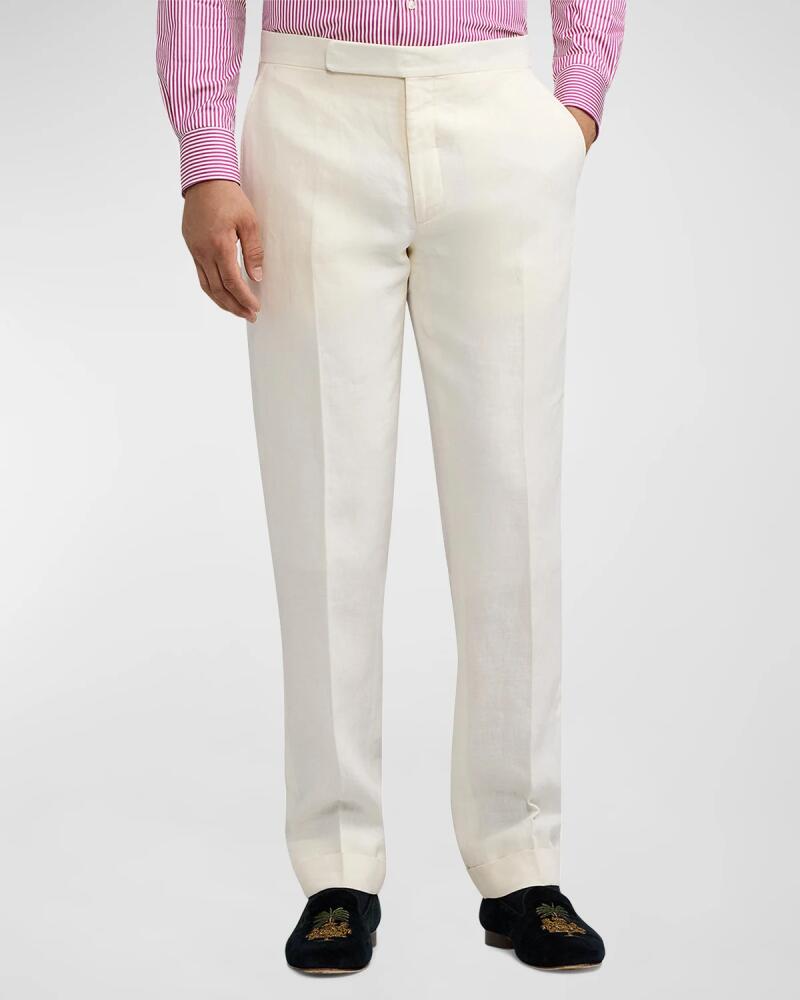 Ralph Lauren Purple Label Men's Gregory Hand-Tailored Linen Suit Trousers Cover