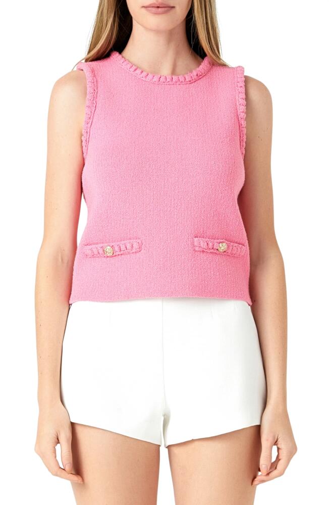 Endless Rose Braided Trim Sleeveless Sweater in Pink Cover