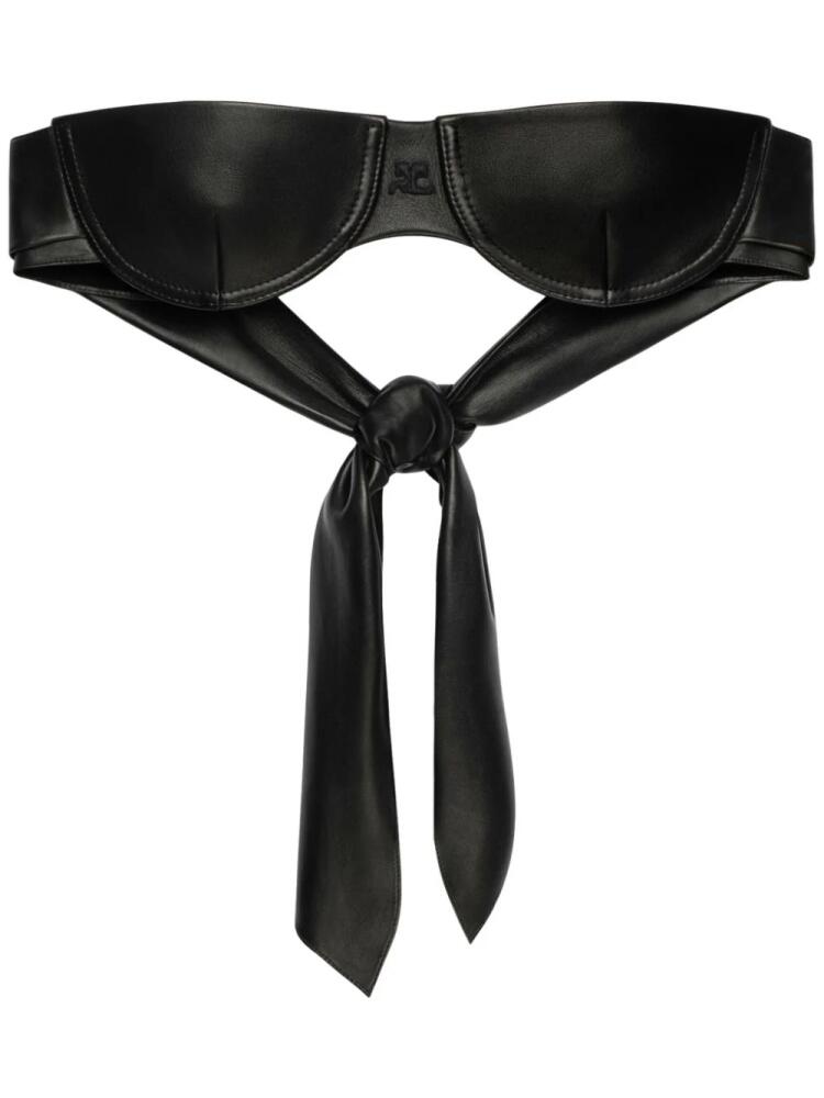 Courrèges knot leather bra top - Black Cover