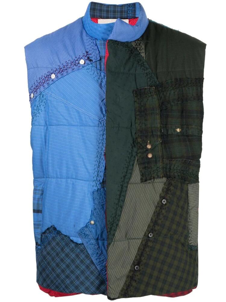 By Walid patchwork high-neck gilet - Blue Cover