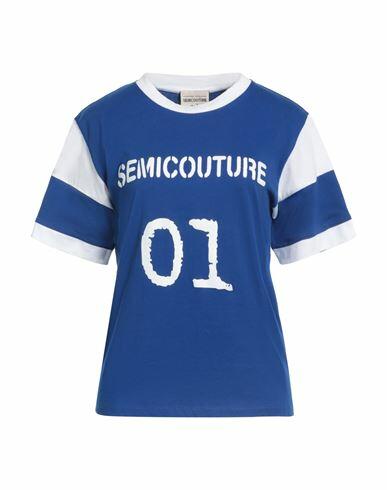 Semicouture Woman T-shirt Bright blue Cotton Cover