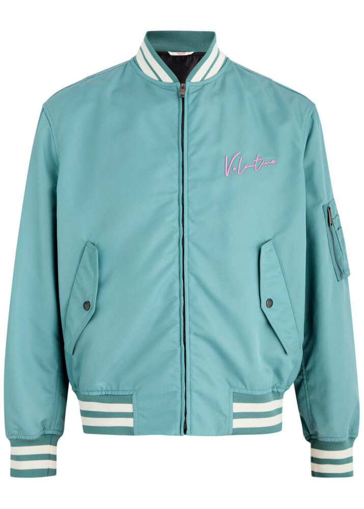 Valentino Logo-embroidered Nylon Bomber Jacket - Stone Cover