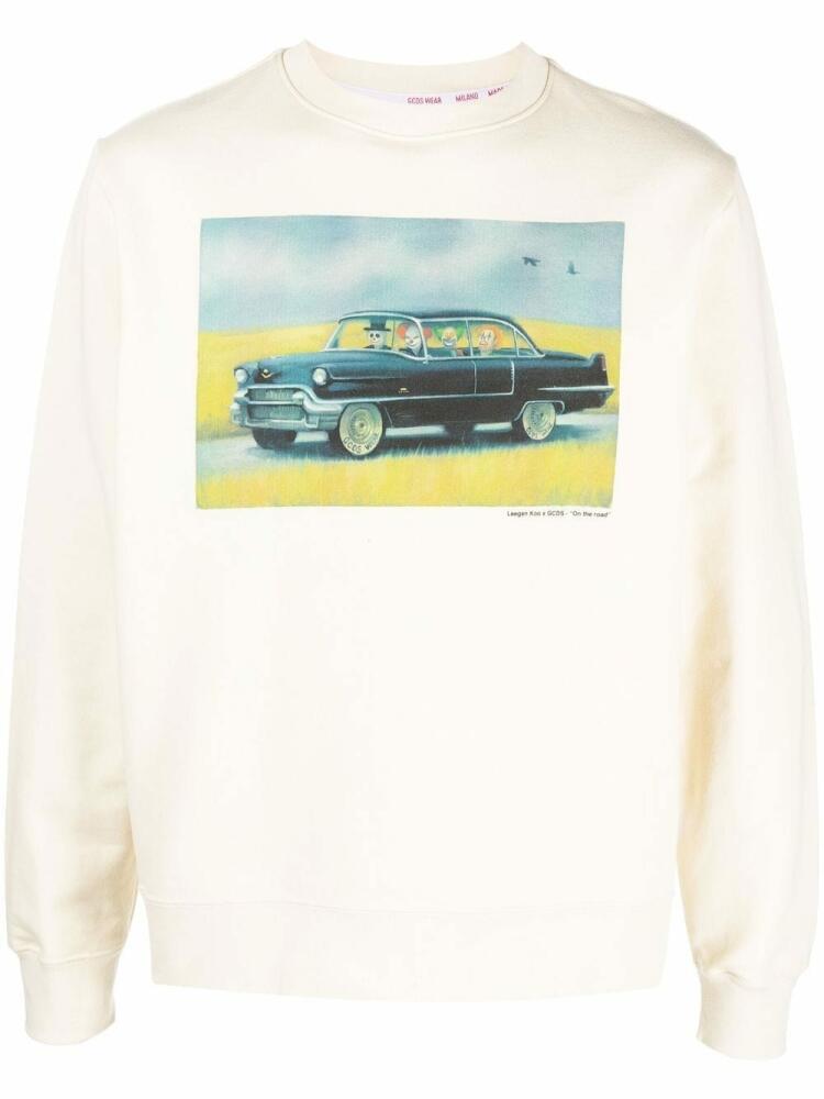 GCDS graphic-print crew-neck sweatshirt - Neutrals Cover