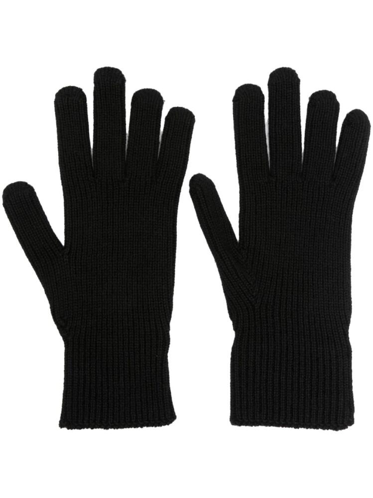 Moncler logo-patch virgin-wool gloves - Black Cover