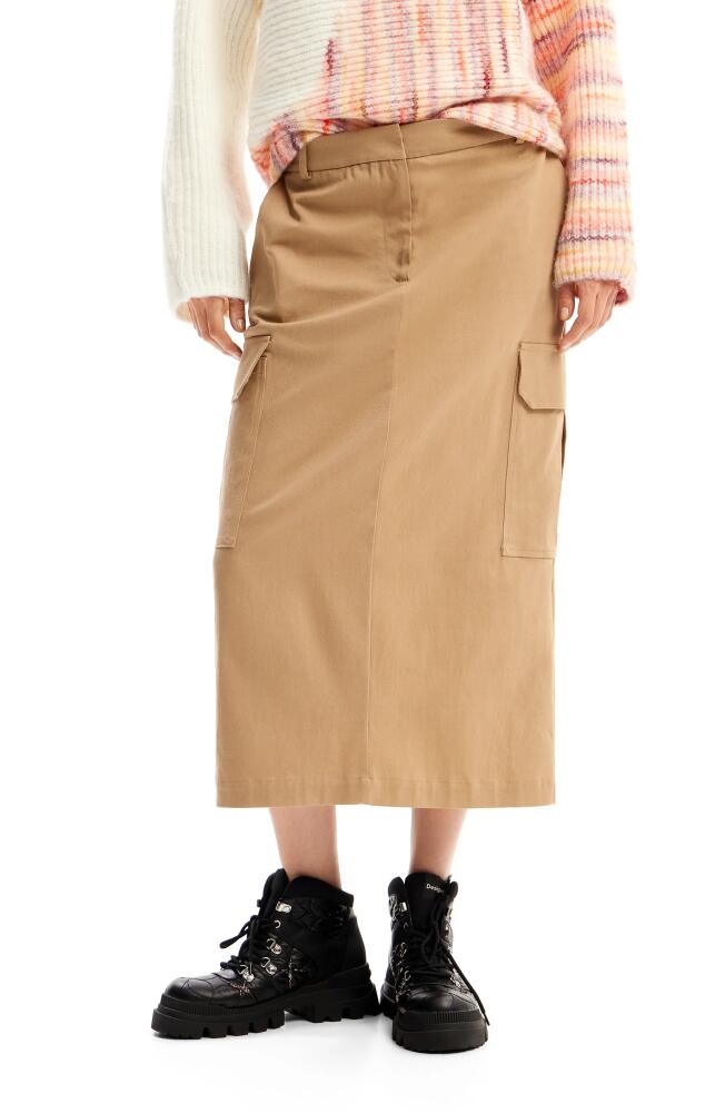 Desigual Cargo Midi Skirt in Khaki Cover