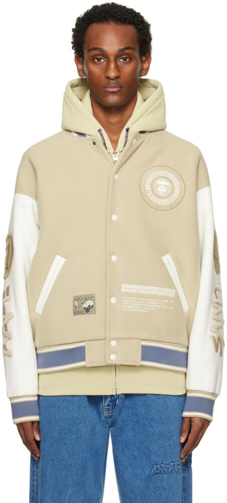 AAPE by A Bathing Ape Beige Embroidered Jacket Cover