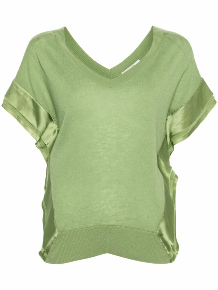 Dorothee Schumacher glossy-appliqué short-sleeved knitted top - Green Cover