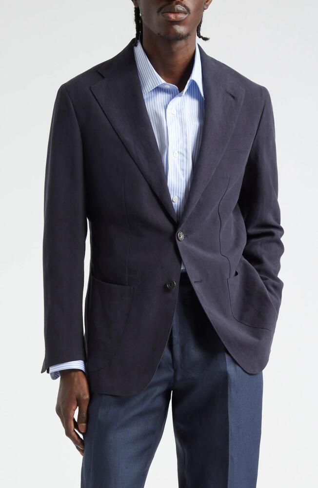 Thom Sweeney Notched Lapel Linen Sport Coat in Navy Cover