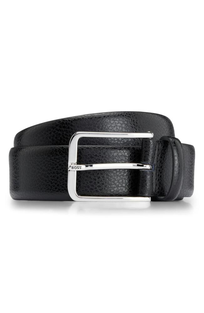 BOSS Crys Pebbled Leather Belt in Black Cover