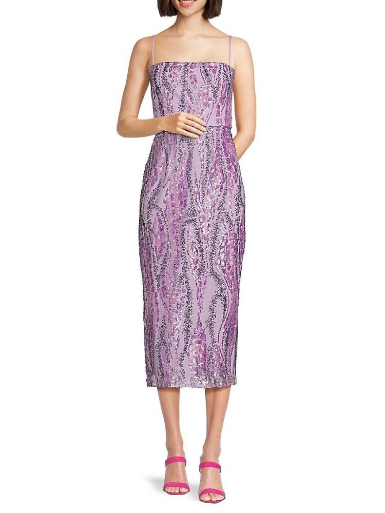 BCBGMAXAZRIA Women's Sequin Bodycon Midaxi Dress - Lilac Cover