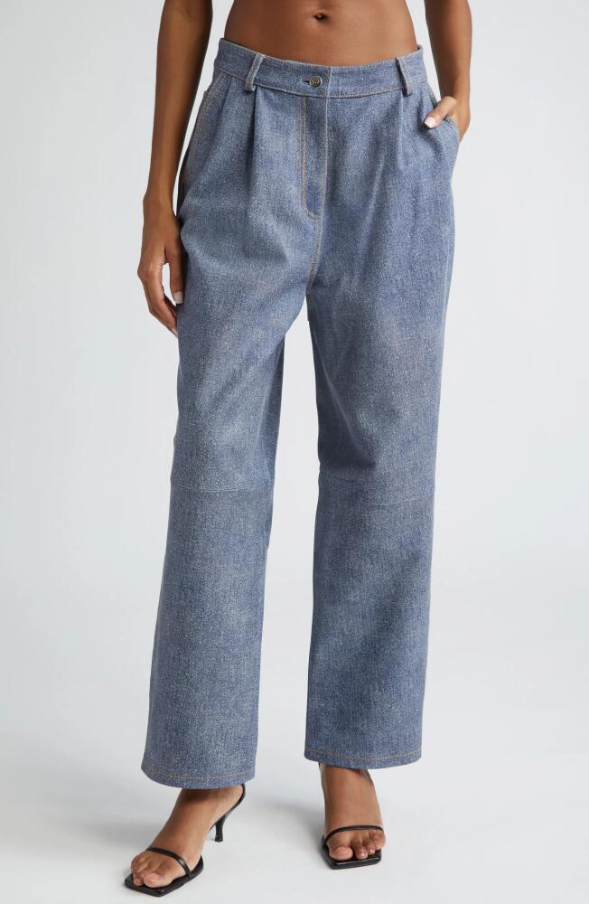 Saks Potts Bruno Pleated Leather Pants in Denim Blue Cover