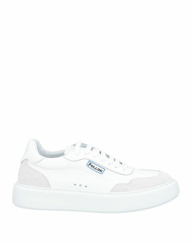 Pollini Man Sneakers White Leather, Textile fibers Cover