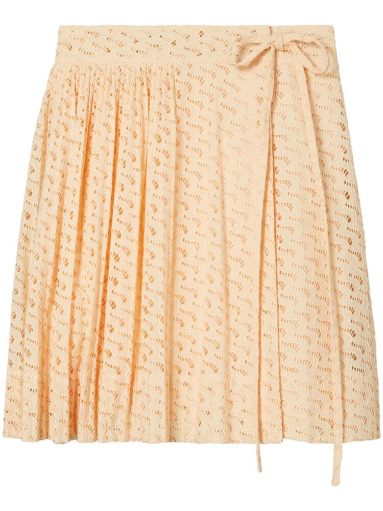 Tory Burch embroidered cotton skirt - Neutrals Cover