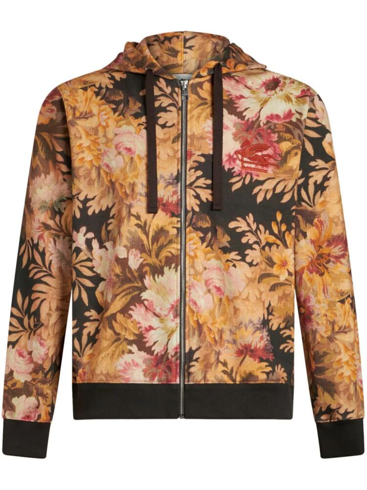 ETRO floral-print zip-up hoodie - Orange Cover