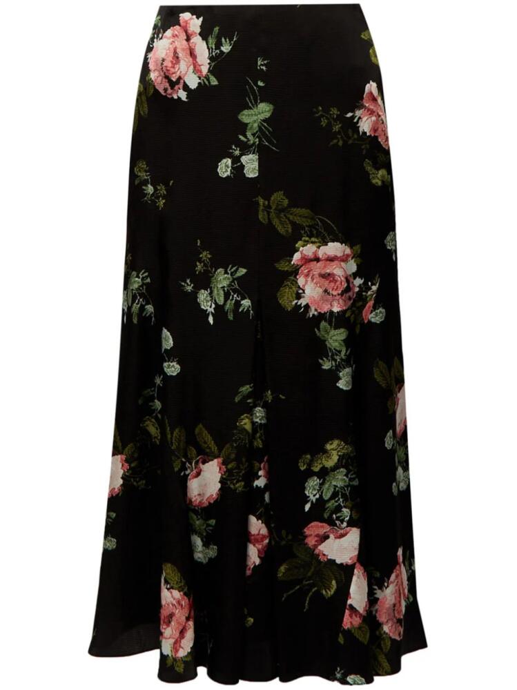 ERDEM floral-print A-line midi skirt - Black Cover