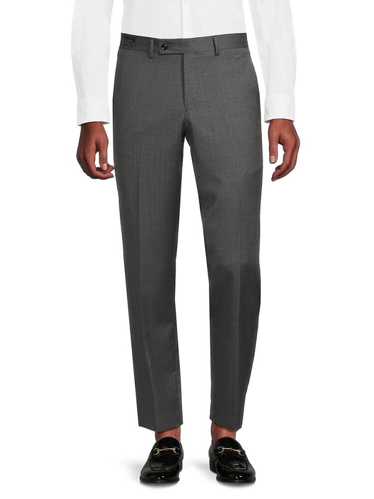 Ted Baker London Men's Jerome Wool Flat Front Dress Pants - Grey Cover