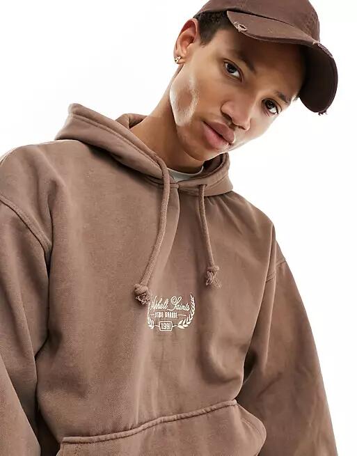 Pull & Bear printed hoodie in brown Cover