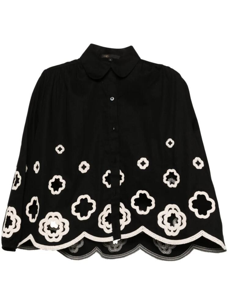 Maje logo-embroidery cotton blouse - Black Cover