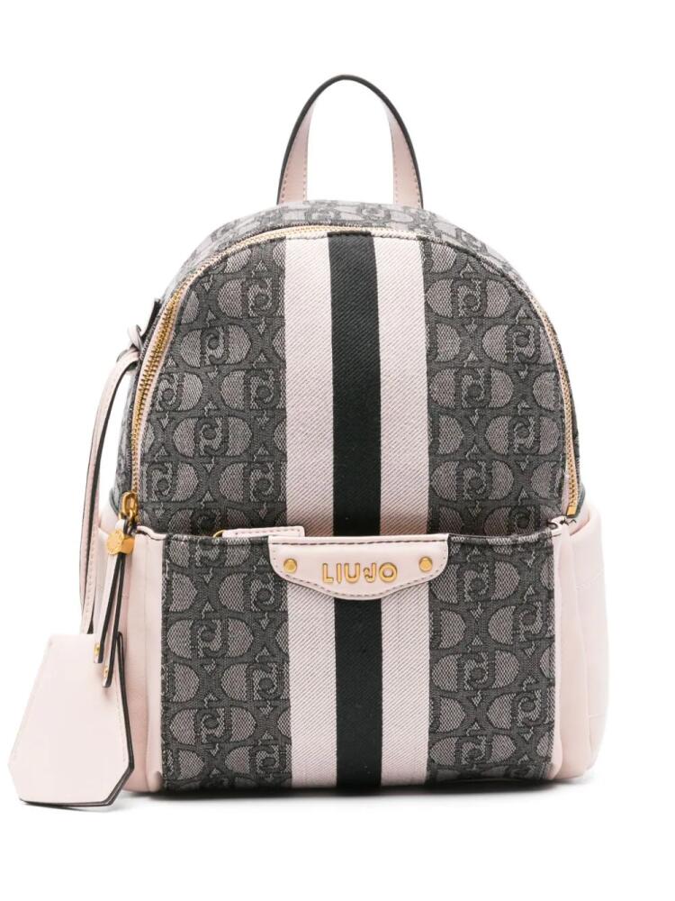 LIU JO monogram-jacquard denim backpack - Black Cover