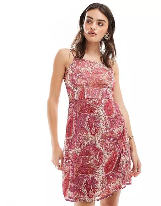 JDY cami mini dress in pink paisley print Cover